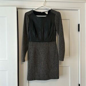 Club Monaco- leather/tweed dress